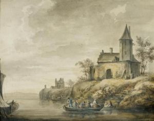 River Landscape With Ferry Boats. by Willem Gillisz. Kool