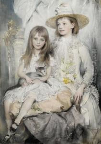 Portrait Of A Pair Of Young Girls - view 1