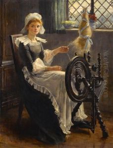 At The Spinning Wheel by Cornelis Koppenol