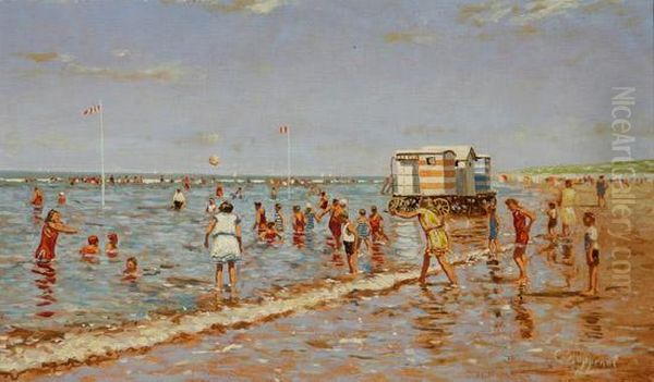 Beach Scene With Bathers - view 1