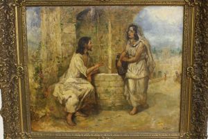 Jezus En De Samaritaanse Vrouw by Cornelis Koppenol