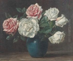 Still Life Of Roses In A Chinese Jar