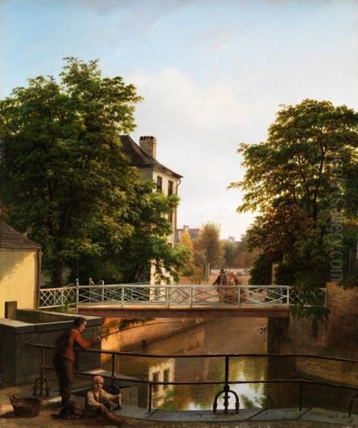 Partie Einer Hollandischen Gracht Mitfigurenstaffage - view 1