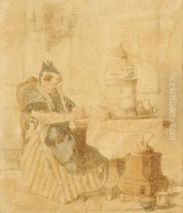 Old Lady At A Table by Alexander Hugo Bakker Korff