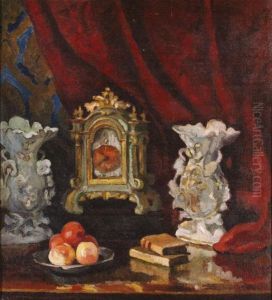 Asztali Csendelet Porcelanokkal by Ervin Kormendi-Frim