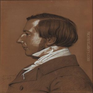 Profile Portrait Of A Gentleman And Portrait Of A Woman by Jacob Kornerup