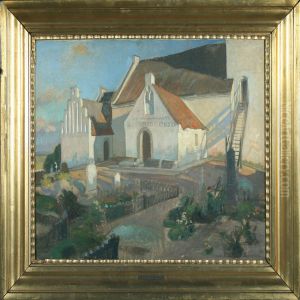 Church In Sunset, Sejro by Valdemar Kornerup