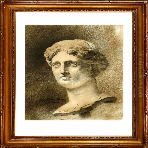 Classical Academy Drawing Depicting A Bust Of A Woman - view 1