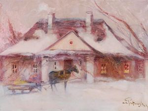 Przed Dworkiem Zima by Mieczyslaw Korwin Piotrowski