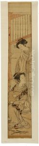 Two Ladies Producing Flower Arrangements by Isoda Koryusai