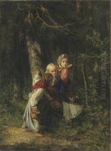 Peasant Girls In The Forest by Alexei Ivanovich Korzukhin