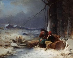 Vinterlandskap Med Kvistplockare by Anders Gustaf Koskull