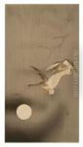Two Geese In Moonlight by Ohara Koson