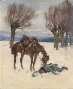 Liegender Soldat by Jerzy Kossak