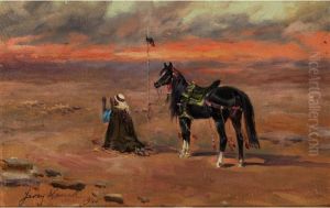 Nach Osten Betender Beduine by Jerzy Kossak