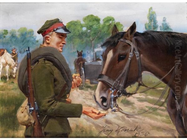Polnischer Soldat In Uniform Mit Gewehr - view 1