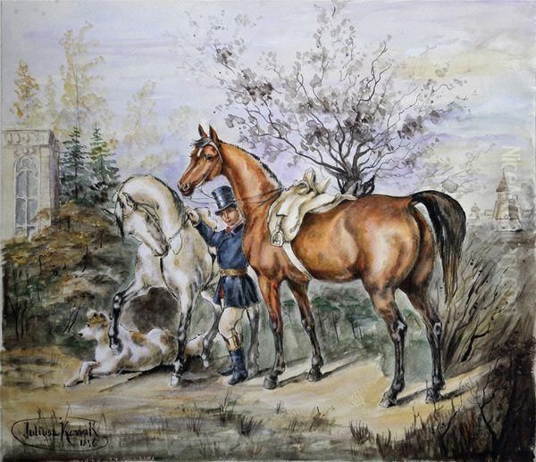 Cavalier Et Deux Chevaux - view 1