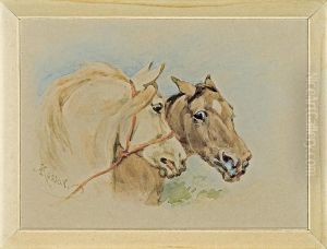 Heads Of Two Horses by Juliusz Kossak