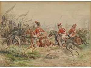 Polnische Soldaten Im Kampf Gegen Russen by Juliusz Kossak