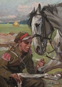 Wrapping His Horse by Wojciech Adalbert Kossak