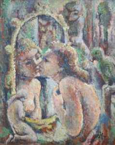 Weiblicher Halbakt Vor Einem Tischspiegel by Arthur Kossow
