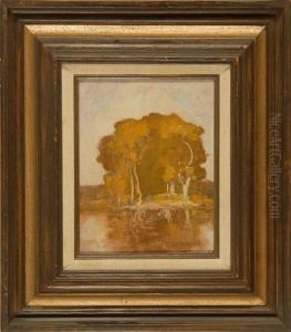 Landscape With Trees And Pond by Frederick William Kost