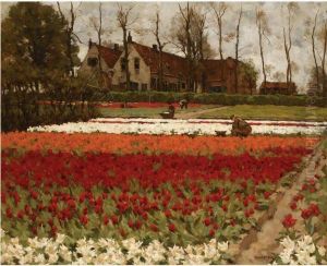 Peasants At Work In A Bulb Field by Anton Lodewijk Koster
