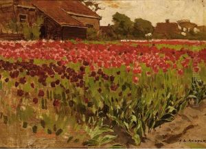 Paarsche En Roode Darwin Tulpen by Anton Lodewijk Koster