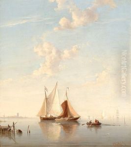 Ships On A Calm Sea by Everhardus Koster