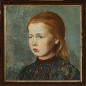 Portrait Of A Young Girl Seated Face-to-left by Henny Koster Panduro