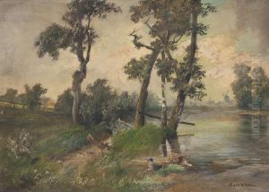 Fluslandschaft Mit Windmuhle by Paul Koster