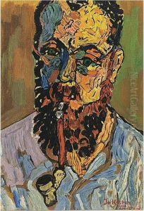 Portrait Of A Bearded Man Smoking A Pipe