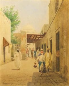 Rue Animee A Tunis by Jeno, Eugene Koszkol