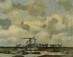 Pusztalandschaft Mit Pferden by Karoly Kotasz