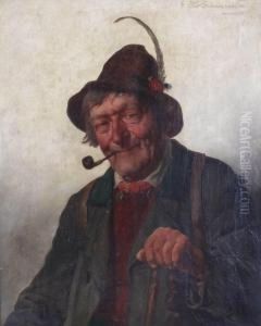 Portrait Of A Man With A Pipe by G.Hugo Kotschenreiter