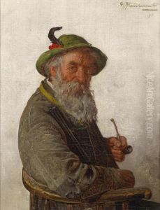Portrait Of A Bearded Farmer With Pipe