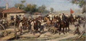 Capture Of The Village by Pavel Osipovich Kovalevskii