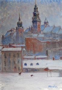Mroz. Widok Na Wawel by Leon Kowalski