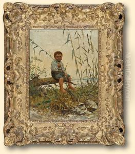 Chlopiec W Szuwarach, Ok. 1890 by Anton Kozakiewicz