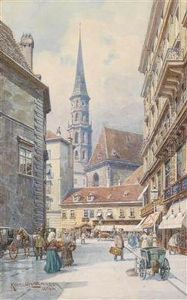 Die Stallburggasse Mit Blick Auf Die Michaelerkirche by Sandor Kozeluh