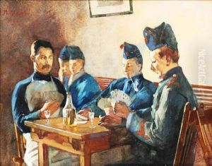 Officers Playing Cards