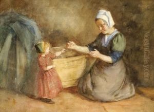 Mother And Daughter by Heinrich Martin Krabb