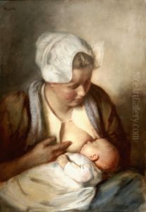Krabbe Moederweelde. Gesigneerd by Heinrich Martin Krabb