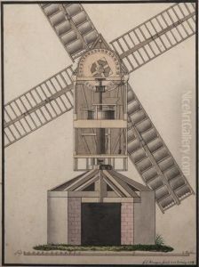 Projet Pour Un Moulin A Vent Elevation Et Coupe by G.C. Kraegen