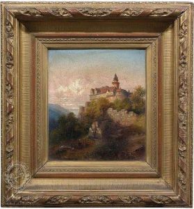 Mountainous Landscape With A Castle At Dusk by Hermann Kraemer
