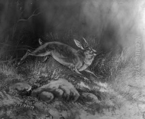 H. "rehbock Bzw. Hase Im Wald". Zwei Gegenstucke. Sign