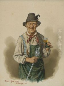 Bauern Mit Weinglasern by Peter Kraemer