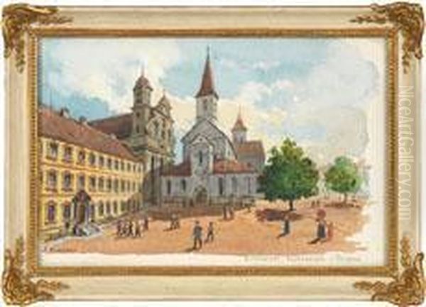Ansicht Von Ellwangen Mit Gymnasium Und Kirchen - view 1