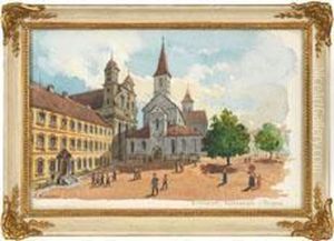 Ansicht Von Ellwangen Mit Gymnasium Und Kirchen by Peter Ii Kraemer