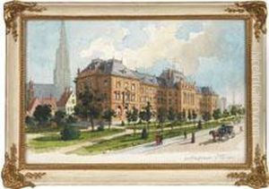Ansicht Von Ulm Mit Dem Justizgebaude Und Munster by Peter Ii Kraemer